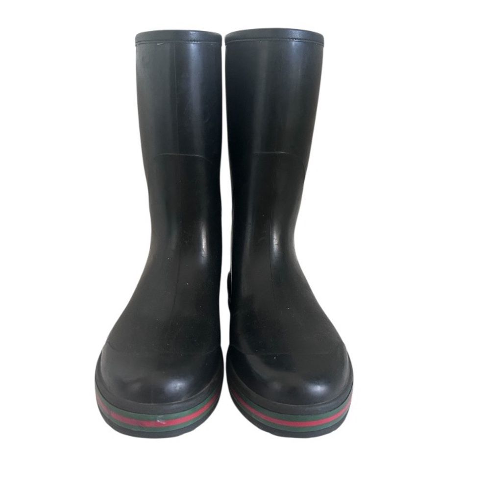 Gucci Black Interlocking G Logo Rubber Rain Boots Sz. 10 - Picture 2 of 7